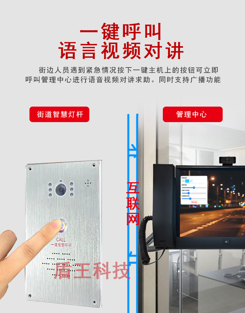 智慧燈桿防水IP視頻一鍵報(bào)警對(duì)講應(yīng)急呼叫廣播系統(tǒng)