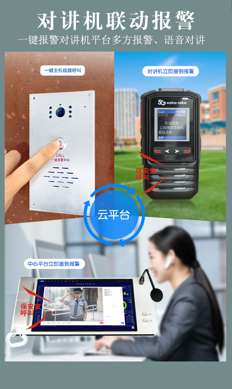 對講機聯動校園一鍵報警系統支持雙向通話對講 對講機聯動校園一鍵報警系統支持雙向通話對講