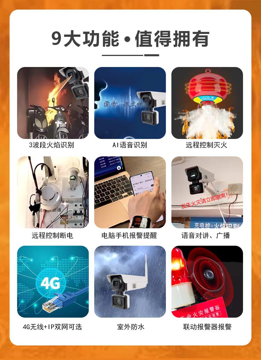 三波段火焰識別自動報警攝像頭火災報警器 三波段火焰識別自動報警攝像頭火災報警器