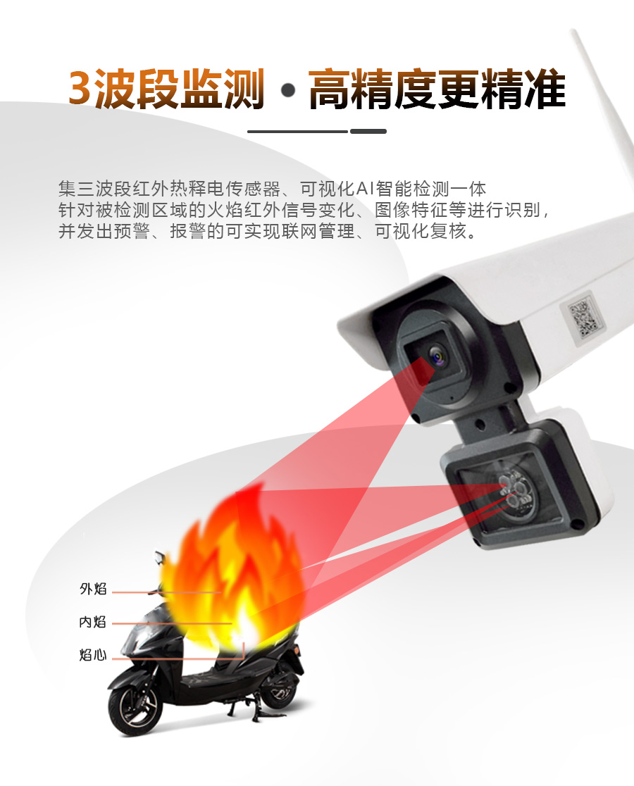 三波段火焰識別自動報警攝像頭火災報警器 三波段火焰識別自動報警攝像頭火災報警器